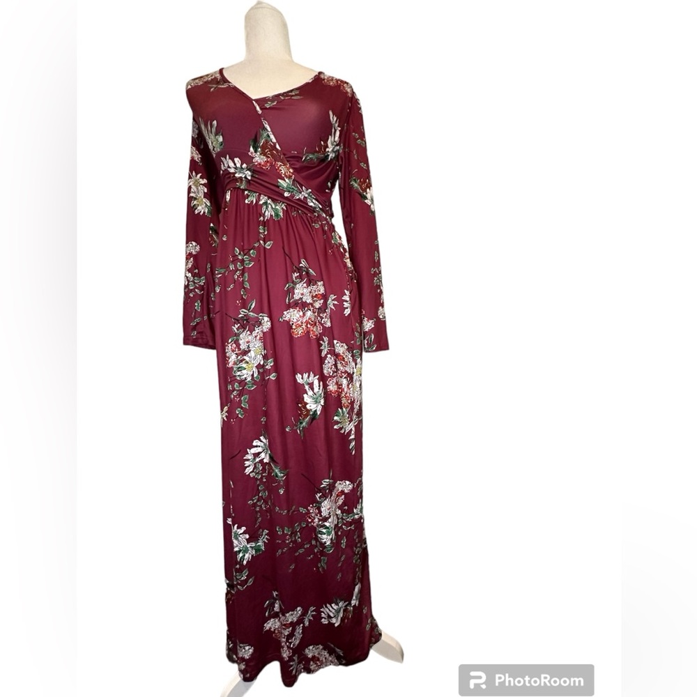 Woman’s Longsleeve Floor Length Floral Dress - Picture 1 of 11